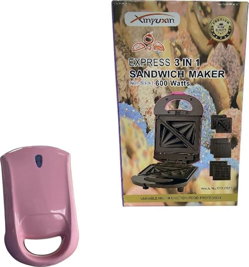 MINI PIASTRA PER SANDWICH WAFFLE 3IN1 600W MULTIFUNZIONALE CON PIASTRE INTERCAMBIABILI - 5