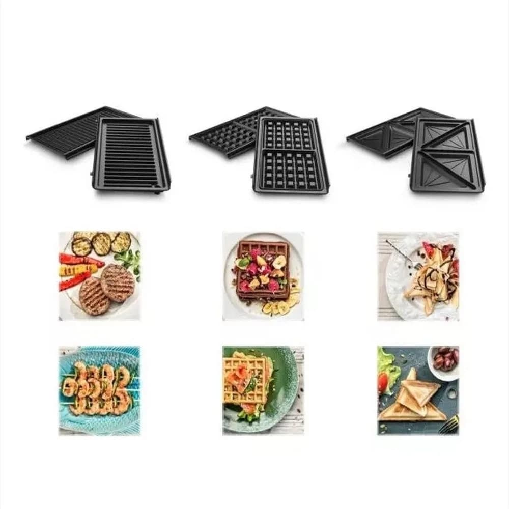 MINI PIASTRA PER SANDWICH WAFFLE 3IN1 600W MULTIFUNZIONALE CON PIASTRE INTERCAMBIABILI - 6