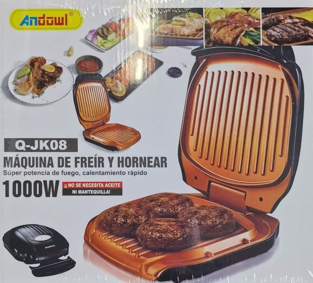 GRIGLIA ELETTRICA DA TAVOLO PER FRIGGERE GRIGLIARE Q-JK08 CON PIASTRA SCANALATA 1000W - 2