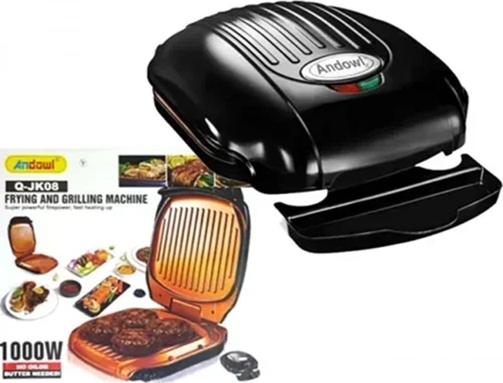 GRIGLIA ELETTRICA DA TAVOLO PER FRIGGERE GRIGLIARE Q-JK08 CON PIASTRA SCANALATA 1000W - 3