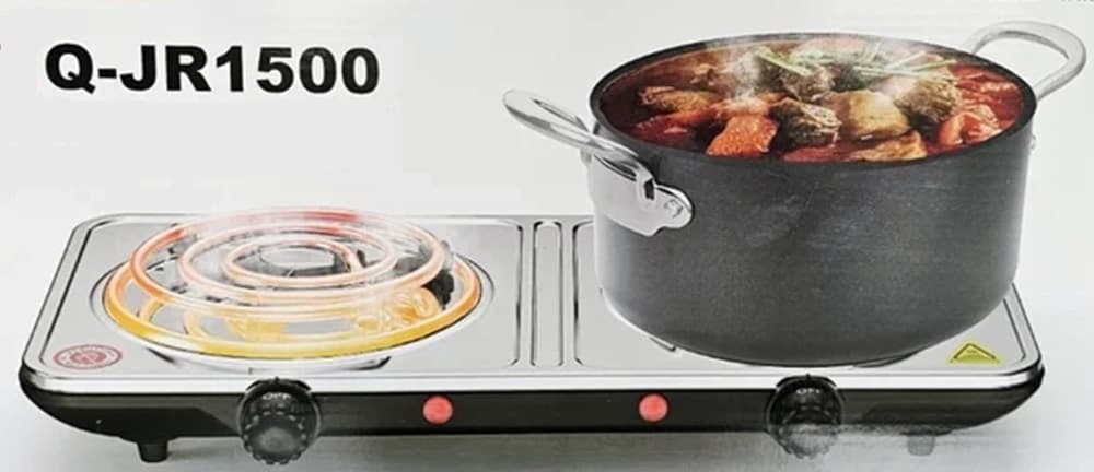 FORNELLO ELETTRICO PIASTRA PIANO COTTURA DOPPIO IN ACCIAIO INOX SMALTATO 2X1500W Q-JR1500 - 3