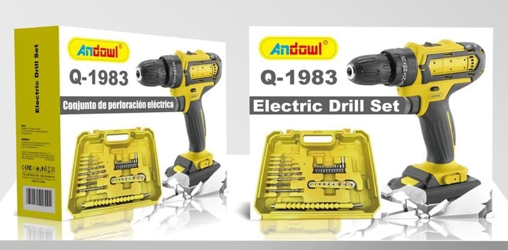 SET TRAPANO AVVITATORE CACCIAVITE DI PERFORAZIONE A BATTERIA ELETTRICO CON VALIGETTA Q-1983 - 2