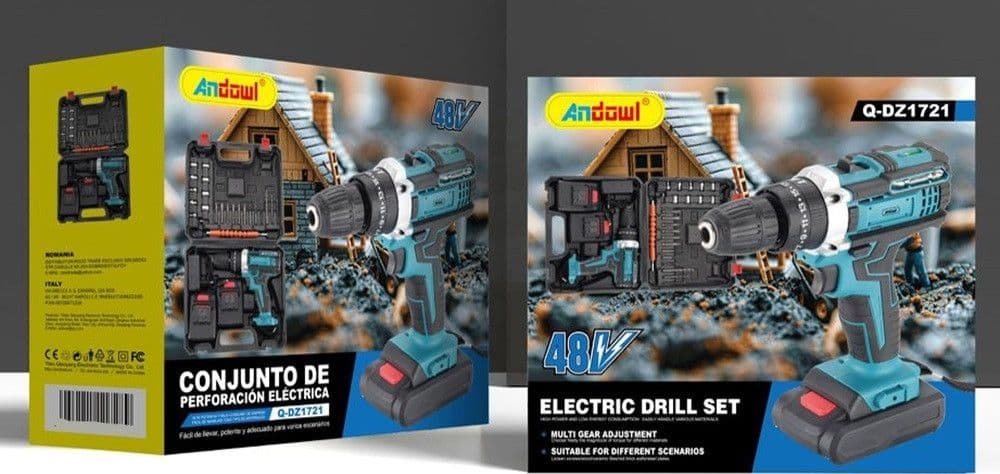 SET TRAPANO AVVITATORE ELETTRICO A BATTERIA 48V CON VALIGETTA PORTA ATTREZZI Q-DZ1721 - 2