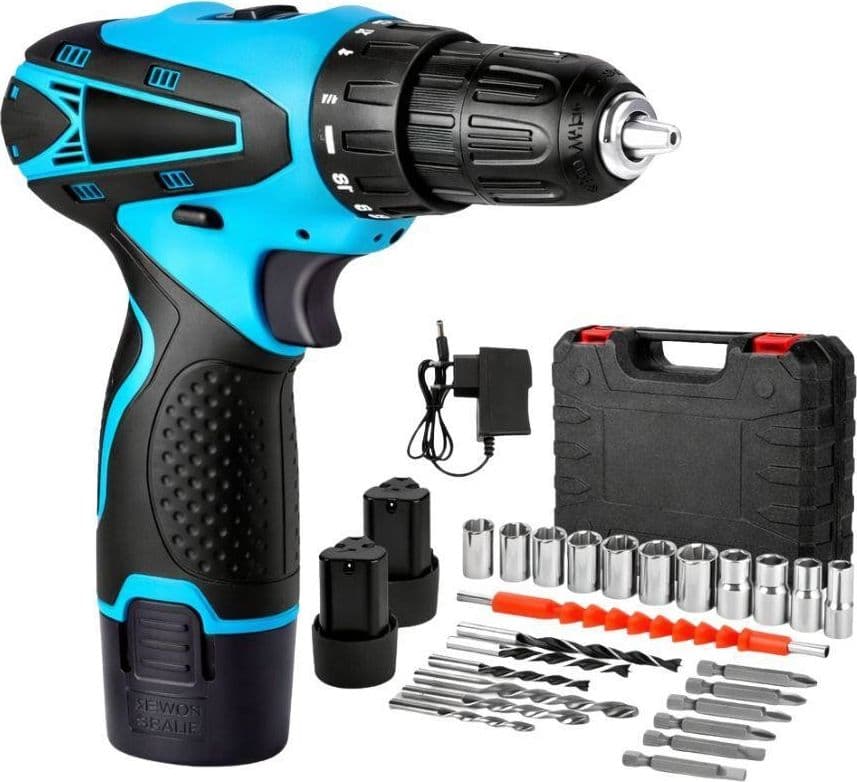 TRAPANO AVVITATORE A 2 BATTERIA LITIO 12V FUNZIONE REVERSIBILE CON VALIGETTA 25 ACCESSORI - 2