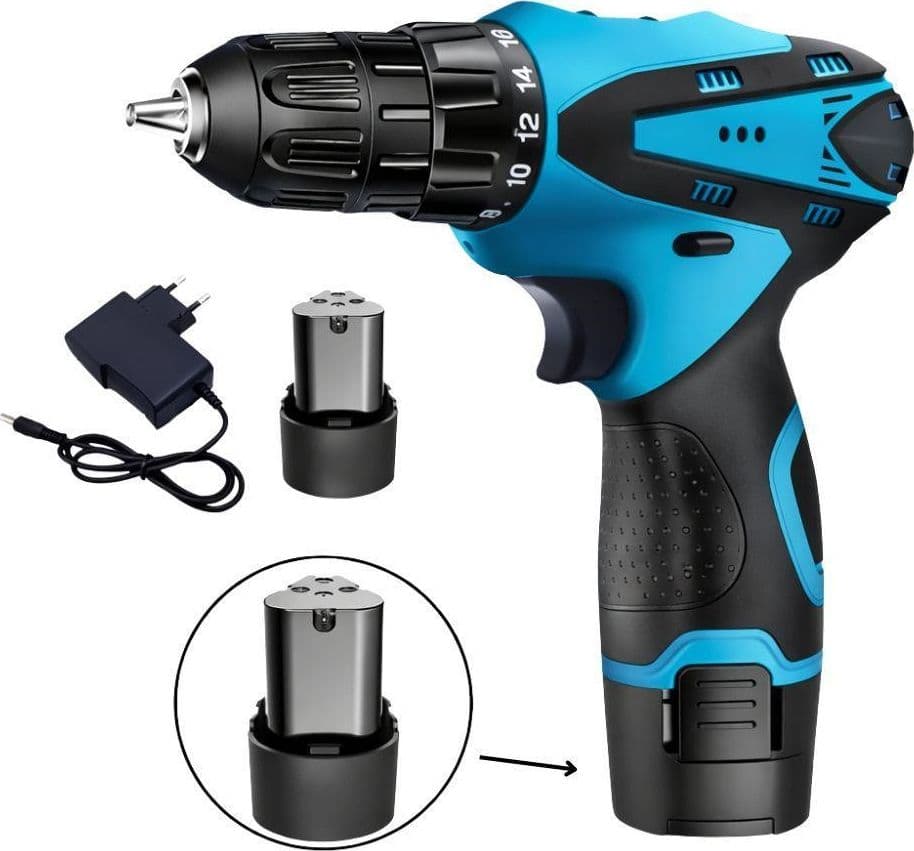 TRAPANO AVVITATORE A 2 BATTERIA LITIO 12V FUNZIONE REVERSIBILE CON VALIGETTA 25 ACCESSORI - 3