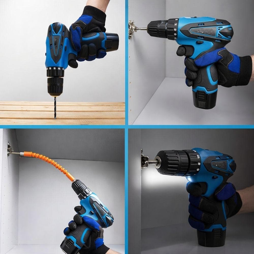 TRAPANO AVVITATORE A 2 BATTERIA LITIO 12V FUNZIONE REVERSIBILE CON VALIGETTA 25 ACCESSORI - 5