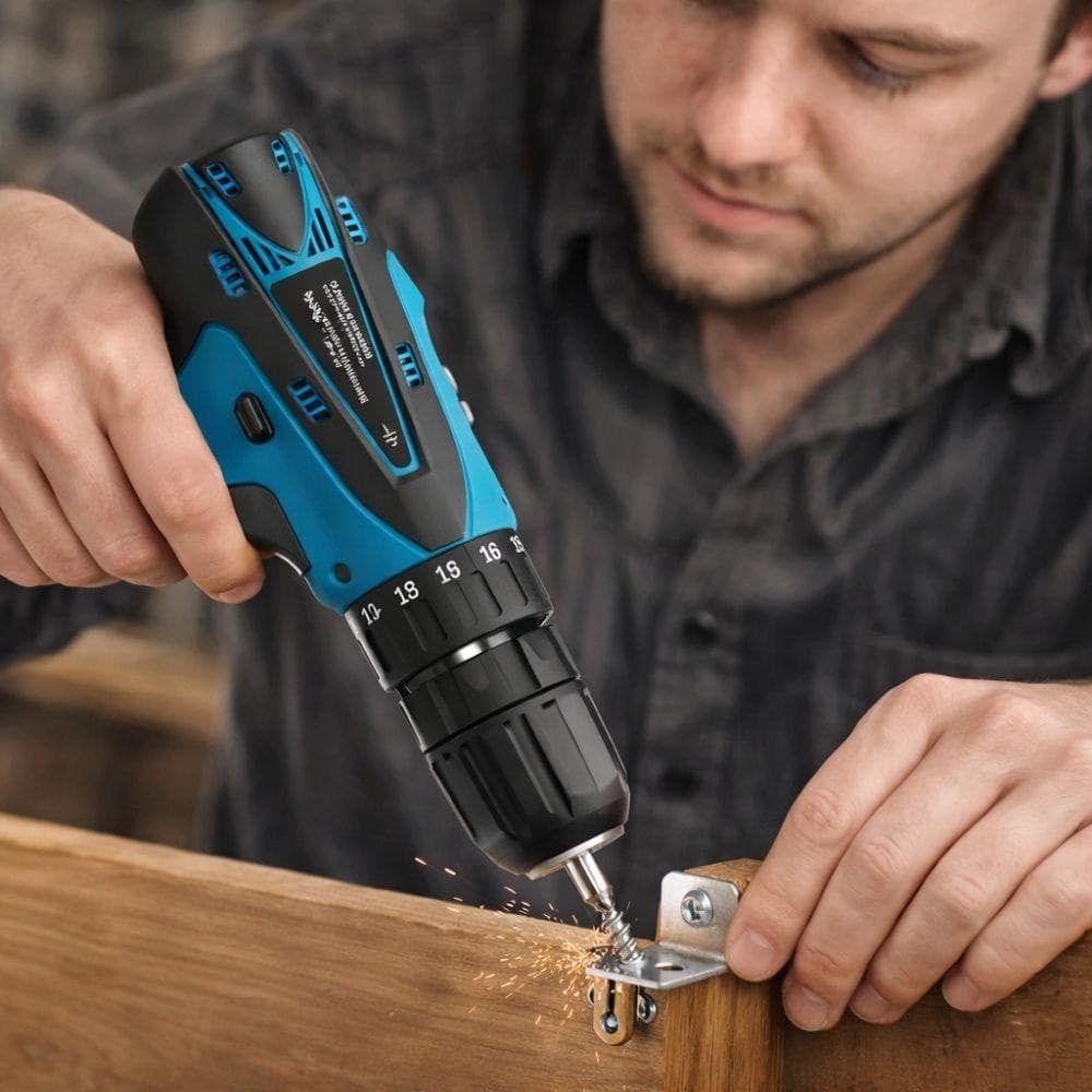 TRAPANO AVVITATORE A 2 BATTERIA LITIO 12V FUNZIONE REVERSIBILE CON VALIGETTA 25 ACCESSORI - 6