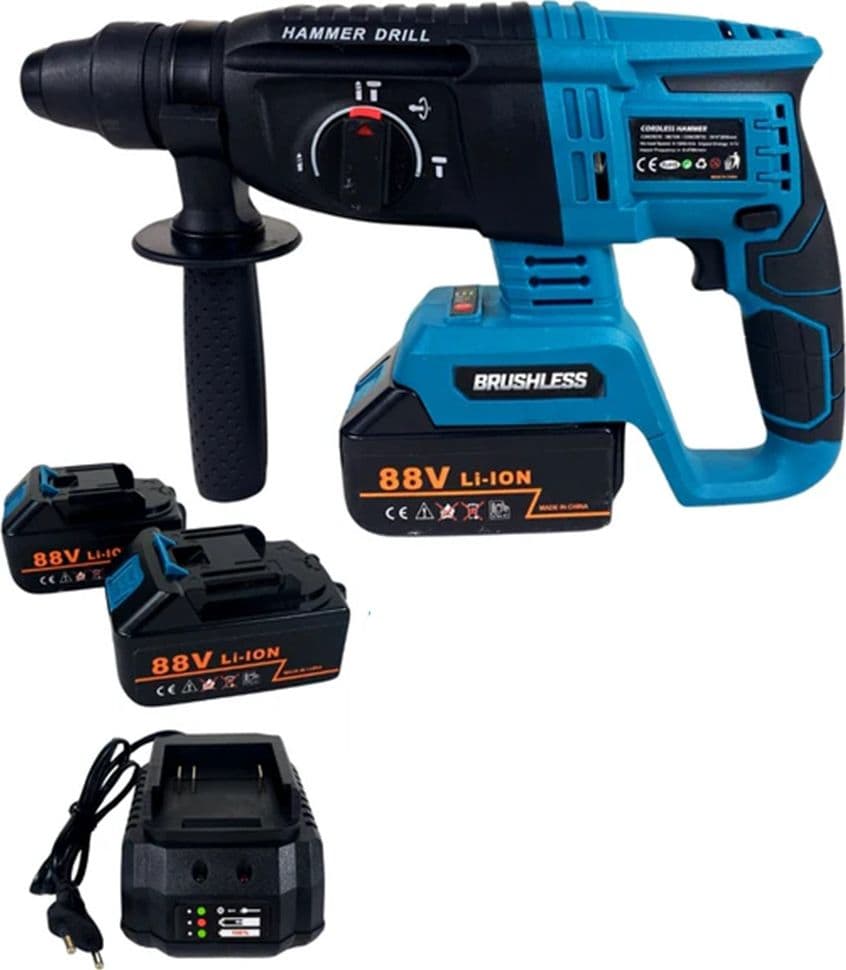 TRAPANO TASSELLATORE MARTELLO A PERCUSSIONE BATTERIA DA 88VF SENZA FILI MOTORE BRUSHLESS - 3