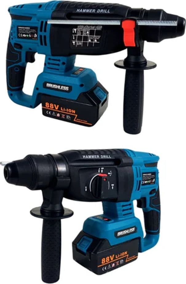 TRAPANO TASSELLATORE MARTELLO A PERCUSSIONE BATTERIA DA 88VF SENZA FILI MOTORE BRUSHLESS - 5