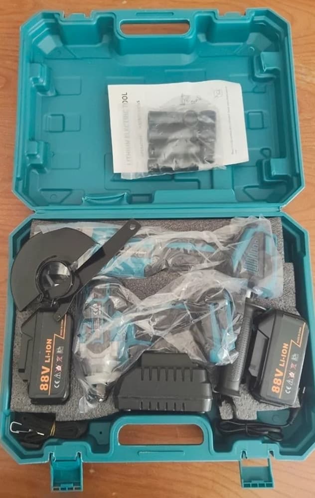 KIT AVVITATORE A IMPULSI + SMERIGLIATRICE ANGOLARE ELETTRICI A BATTERIA 88V MOLTEPLICI USI - 5