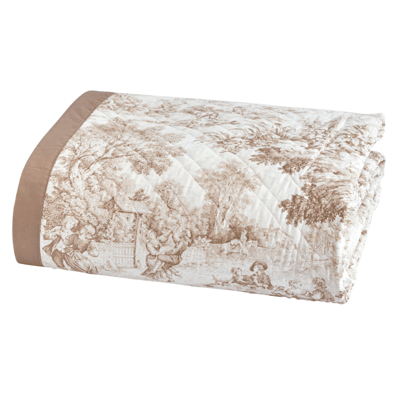 Trapuntino matrimoniale Toile de jouy Biancoperla in percalle di cotone - 3