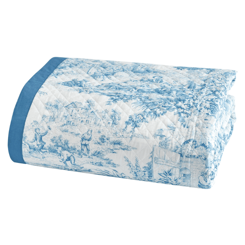 Trapuntino matrimoniale Toile de jouy Biancoperla in percalle di cotone - 4