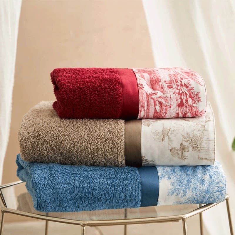 Set asciugamano bagno Toile de jouy Biancoperla 4 pezzi - 2