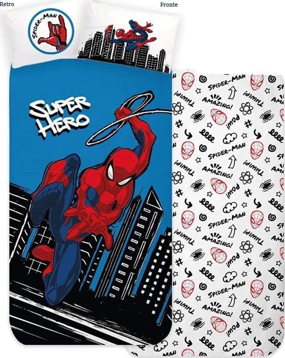 Completo letto singolo Spiderman Marvel in cotone