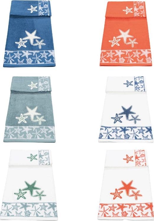 Set asciugamano bagno Vingi Ricami Stelle marine - 7