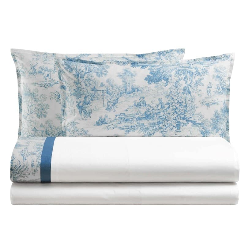 Lenzuola matrimoniali Toile de Jouy Biancoperla in cotone - 2
