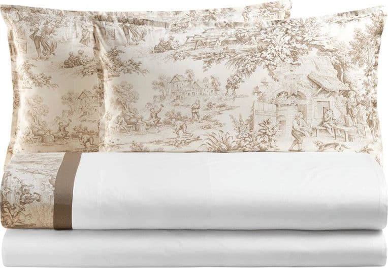 Lenzuola matrimoniali Toile de Jouy Biancoperla in cotone - 4