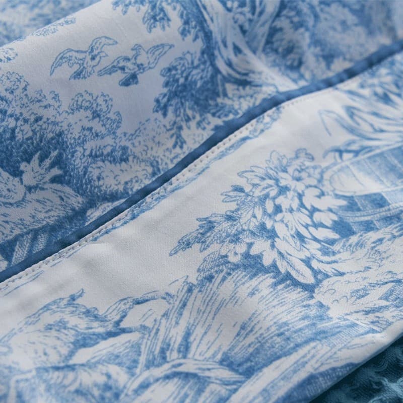 Lenzuola matrimoniali Toile de Jouy Biancoperla in cotone - 5
