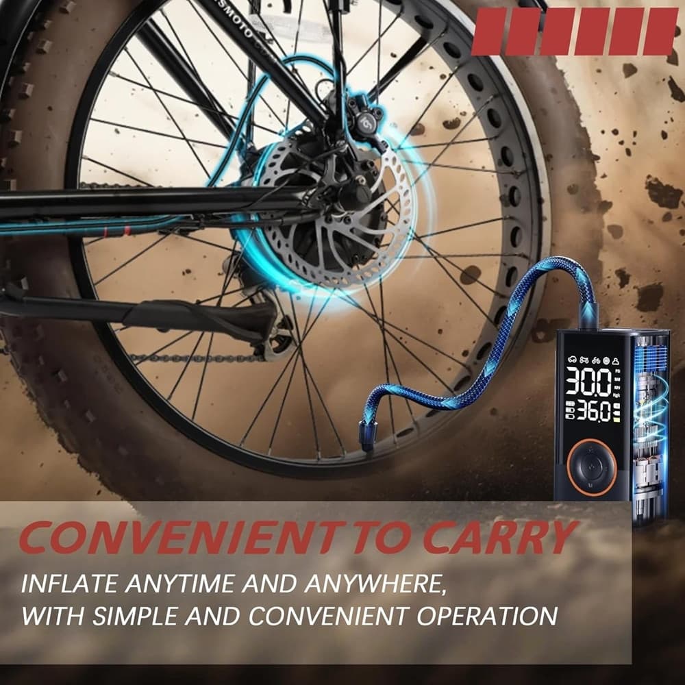 MINI COMPRESSORE AD ARIA PORTATILE GONFIA PNEUMATICI GOMME AUTO MOTO GONFIAGGIO RAPIDO - 5