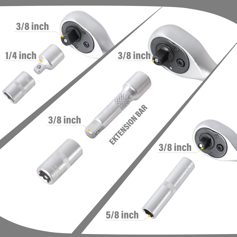 SET DA 216 PZ CHIAVI A CRICCHETTO BUSSOLE ATTREZZI PER MECCANICA CON VALIGETTA TRASPORTO - 8