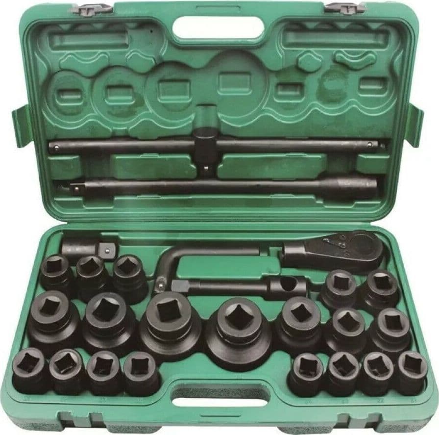 SET CHIAVI A BUSSOLA ESAGONALI 3/4" E 1" 26 PZ PER CAMION TRATTORI CON CRICCHETTO - 2