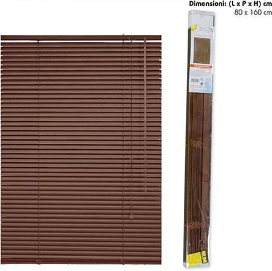TENDA VENEZIANA MARRONE IN PVC 80X160CM PER PORTAFINESTRA FINESTRA PARASOLE TPL57 605476A - 2