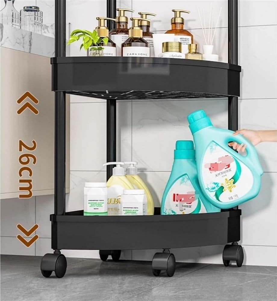 CARRELLO MENSOLE ANGOLARI 4 LIVELLI CON RUOTE PORTAOGGETTI SUPPORTI SOGGIORNO BAGNO CUCINA - 8