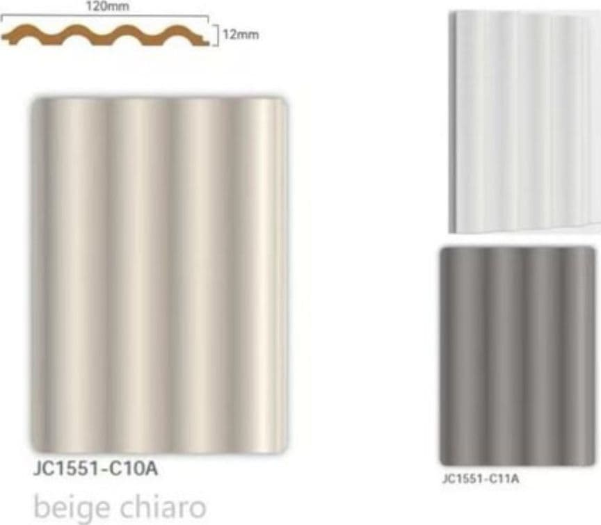 Pannello decorativo da parete effetto ondulato beige 12x120x290 cm in PS moderno - 3