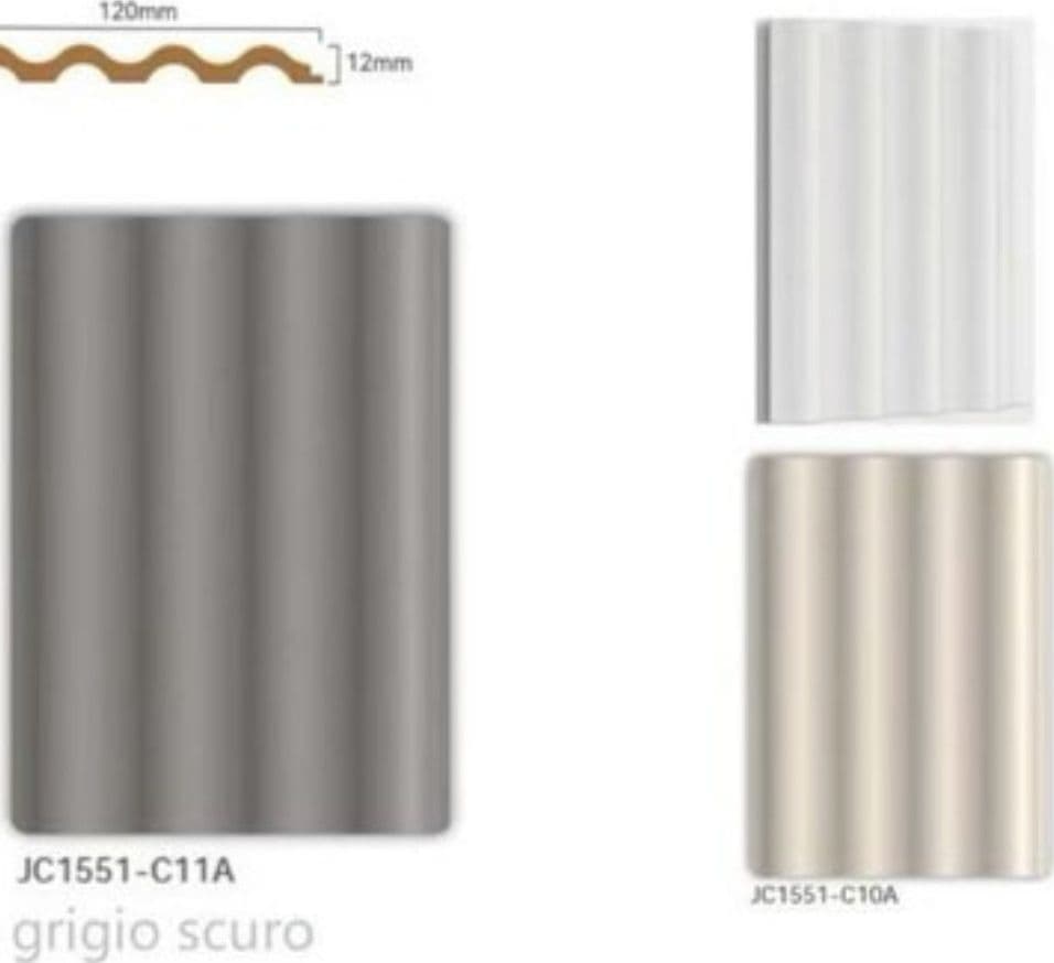 Pannello decorativo 3D da parete grigio scuro 12x120x290 cm in PS design ondulato - 3