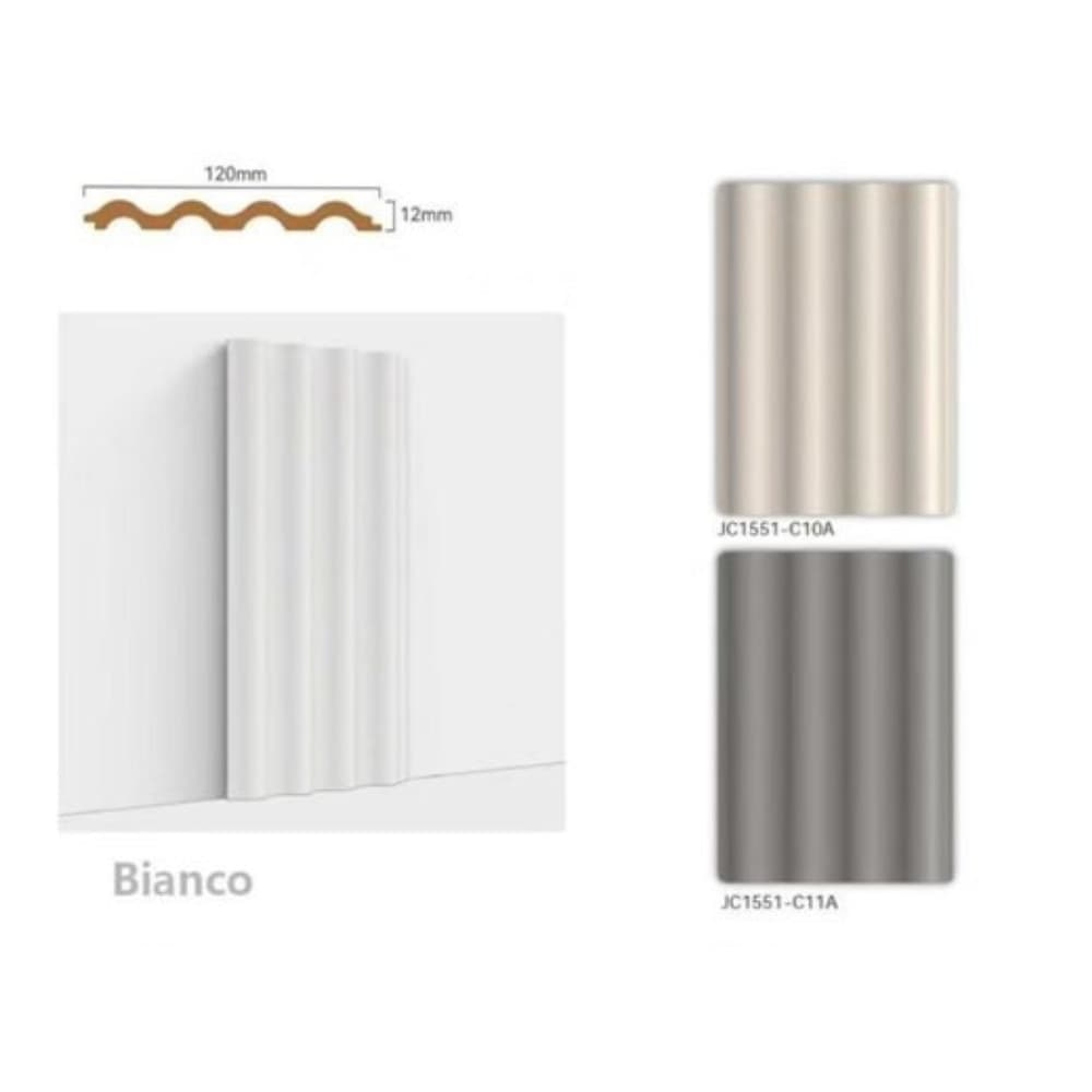 Pannello decorativo 3D da parete bianco 12x120x290 cm effetto ondulato in PS - 4