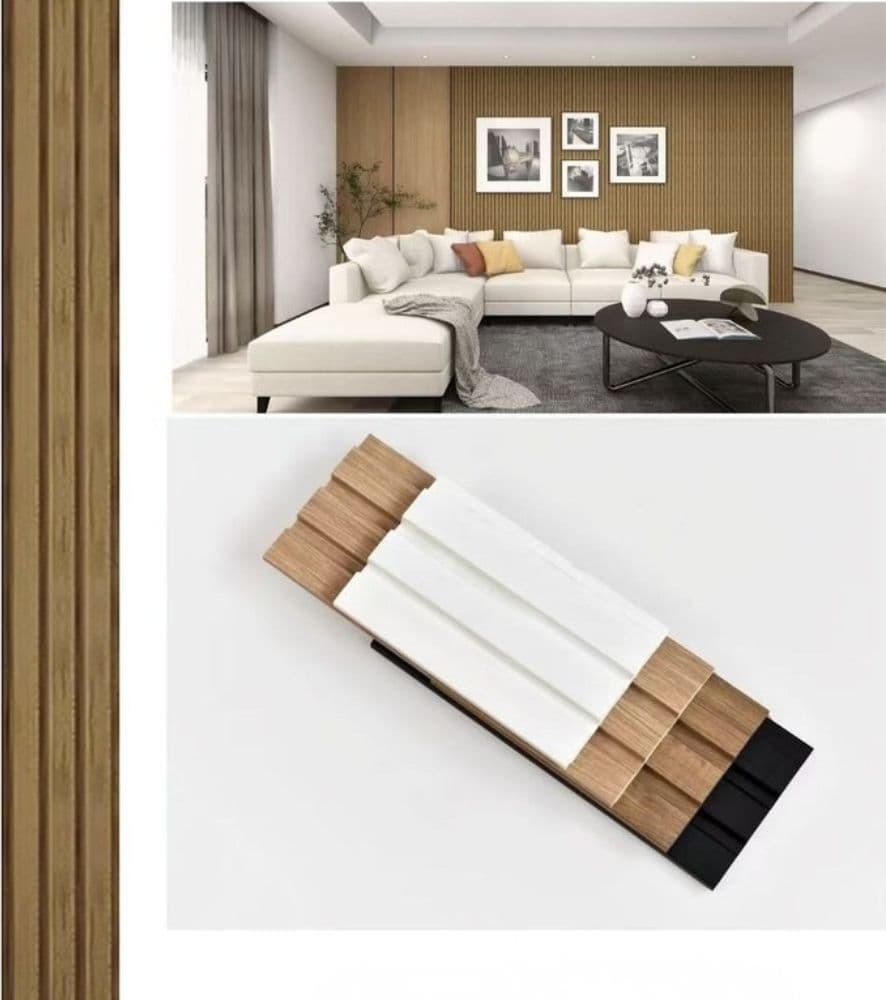Pannello decorativo 3D effetto legno 12x122x290 cm doghe verticali in PS moderno