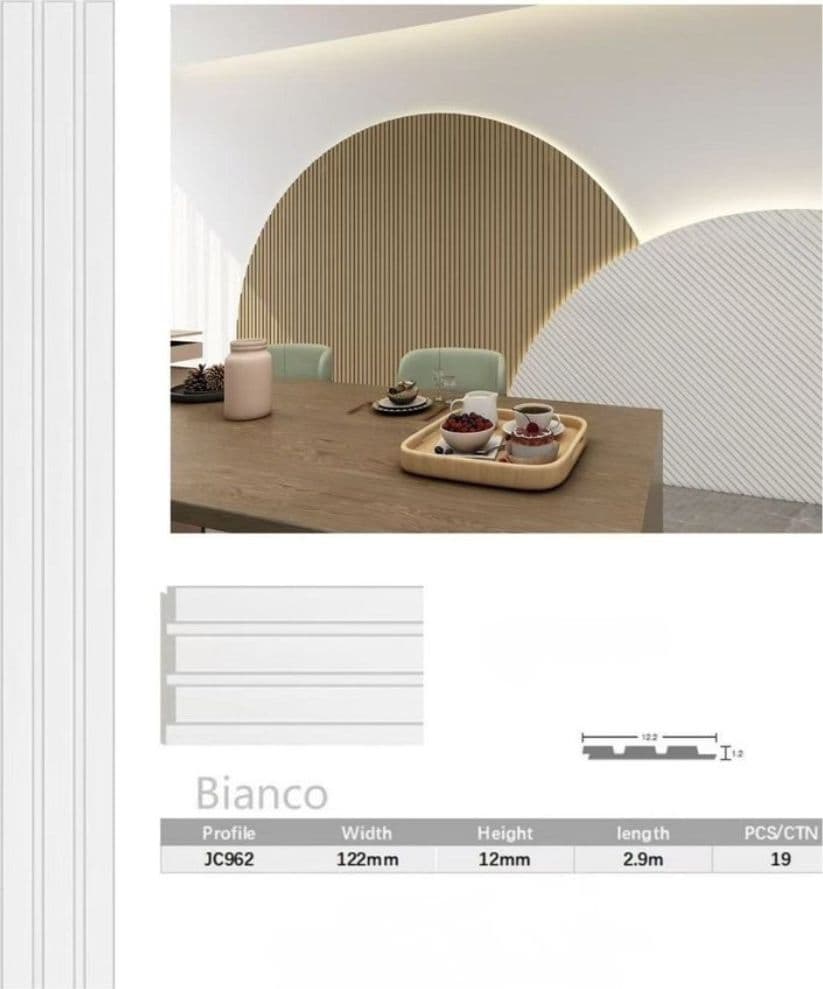 Pannello decorativo 3D bianco 12x122x290 cm effetto doghe verticali in PS
