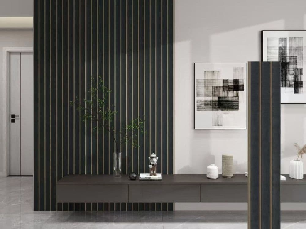Pannello decorativo 3D nero con inserti oro 12x200x290 cm rivestimento parete