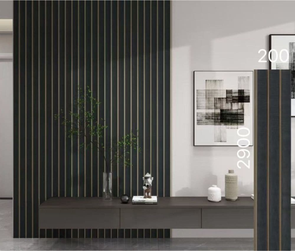 Pannello decorativo 3D nero con inserti oro 12x200x290 cm rivestimento parete - 2