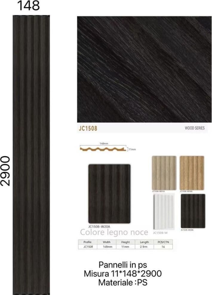 Pannello decorativo 3D effetto noce 11x148x290 cm rivestimento parete in PS - 2