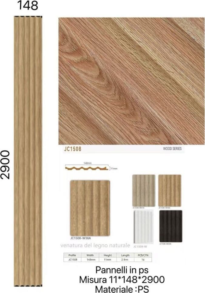 Pannello decorativo 3D effetto legno naturale 11x148x290 cm rivestimento parete - 2