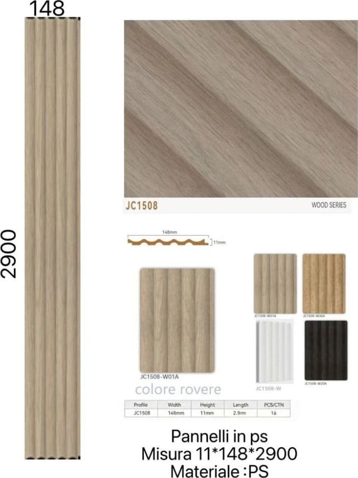 Pannello decorativo 3D effetto rovere 11x148x290 cm rivestimento parete in PS - 2