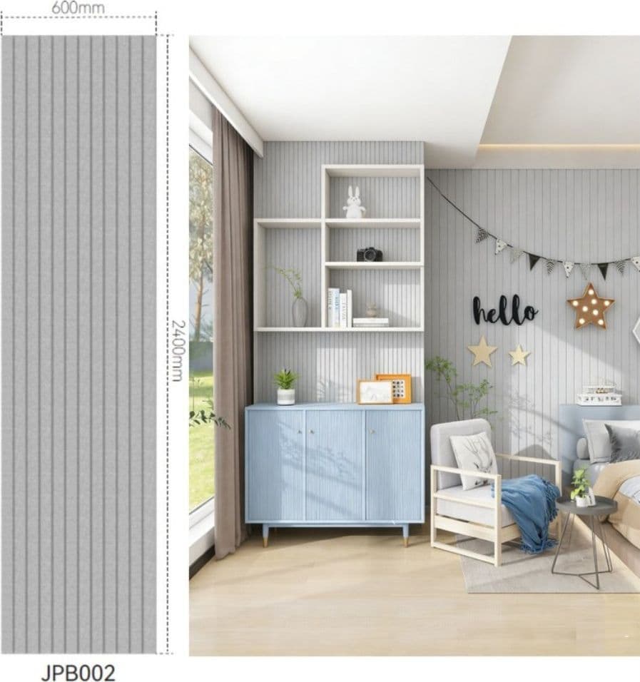 Pannello decorativo 3D grigio 600x2400 mm rivestimento parete doghe moderne - 2