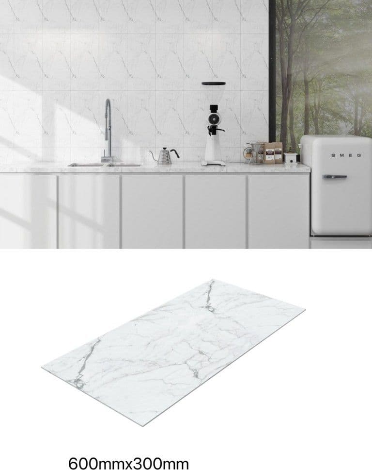 Pannello effetto marmo bianco 600x300 mm rivestimento parete bagno cucina