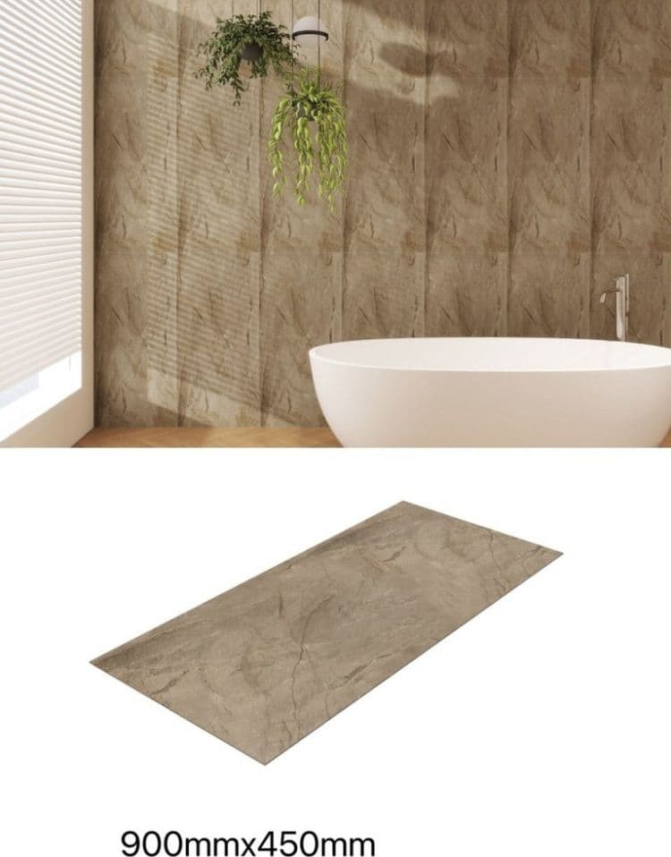 Pannello effetto pietra beige 900x450 mm rivestimento parete bagno moderno - 2