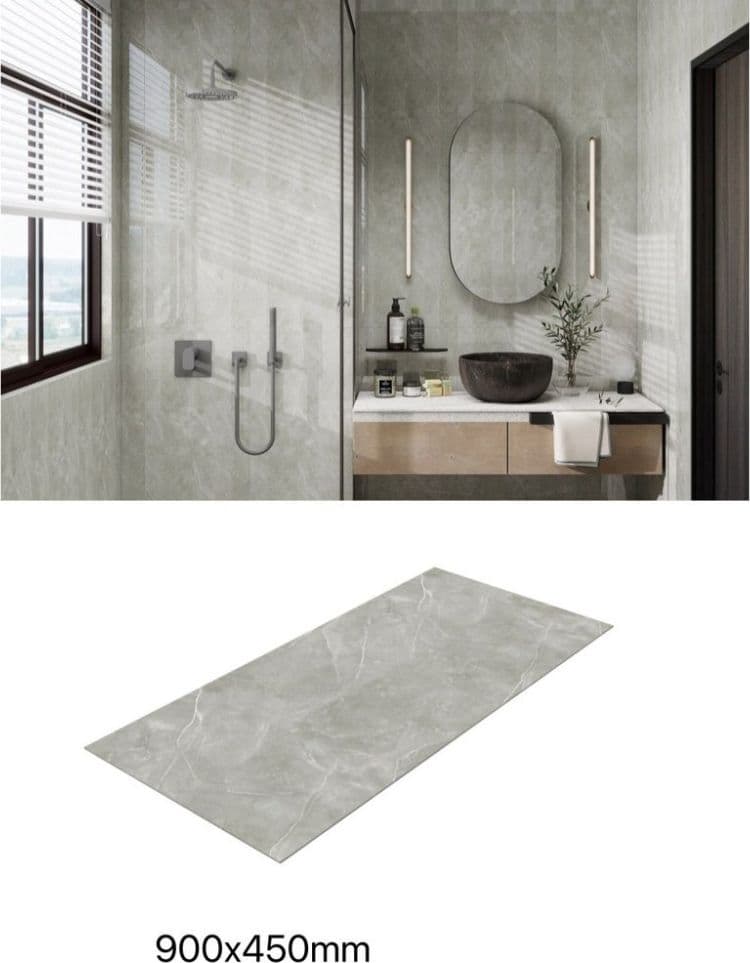 Pannello effetto marmo grigio 900x450 mm rivestimento parete bagno moderno - 2