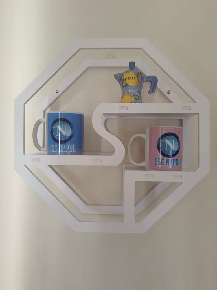 MENSOLA DA PARETE DECORATIVA BIANCA PER CASA DESIGN GEOMETRICO MODERNO CON RIPIANI - 2