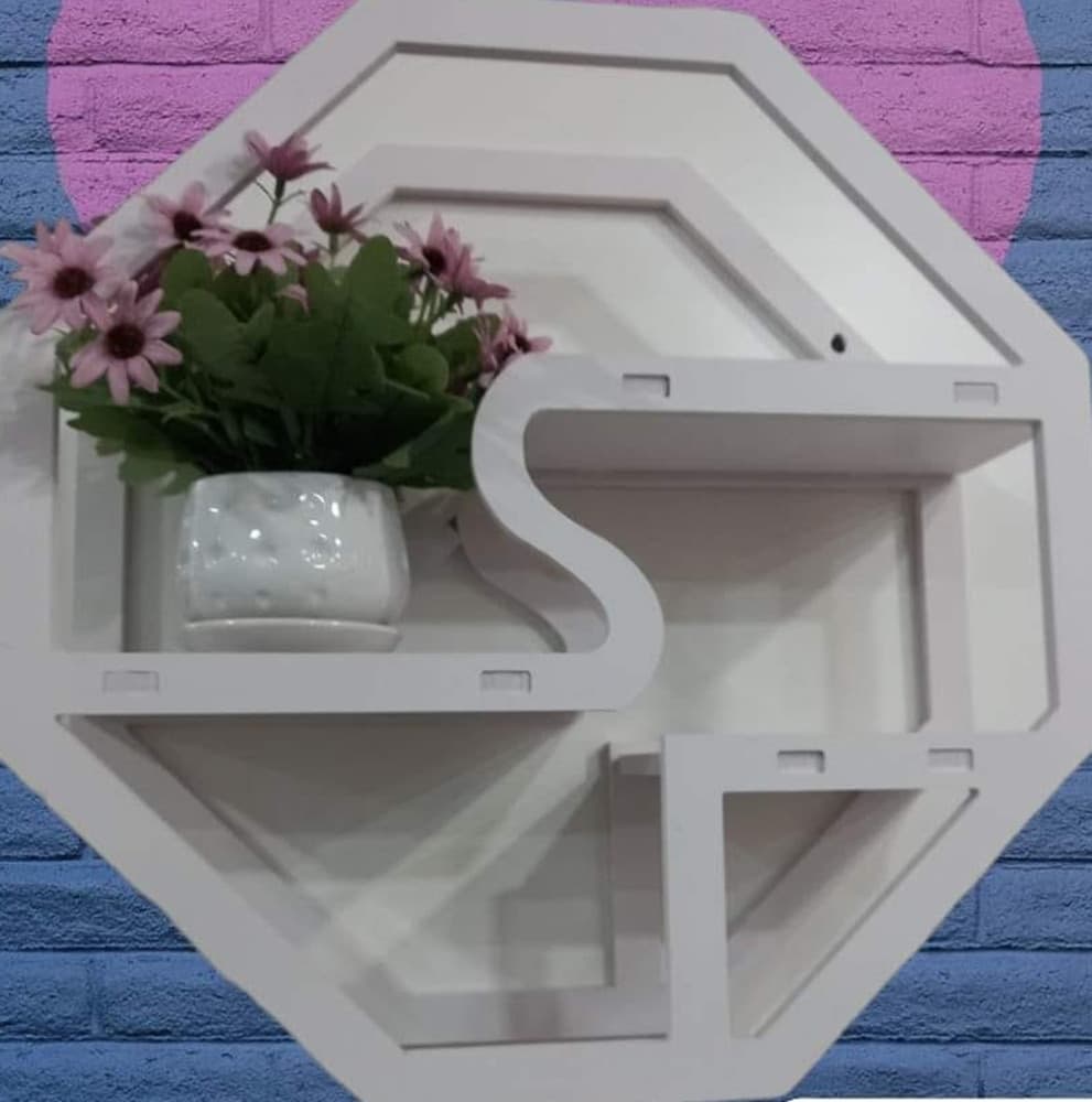 MENSOLA DA PARETE DECORATIVA BIANCA PER CASA DESIGN GEOMETRICO MODERNO CON RIPIANI - 3