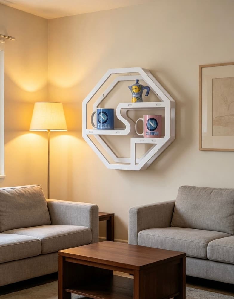 MENSOLA DA PARETE DECORATIVA BIANCA PER CASA DESIGN GEOMETRICO MODERNO CON RIPIANI - 4