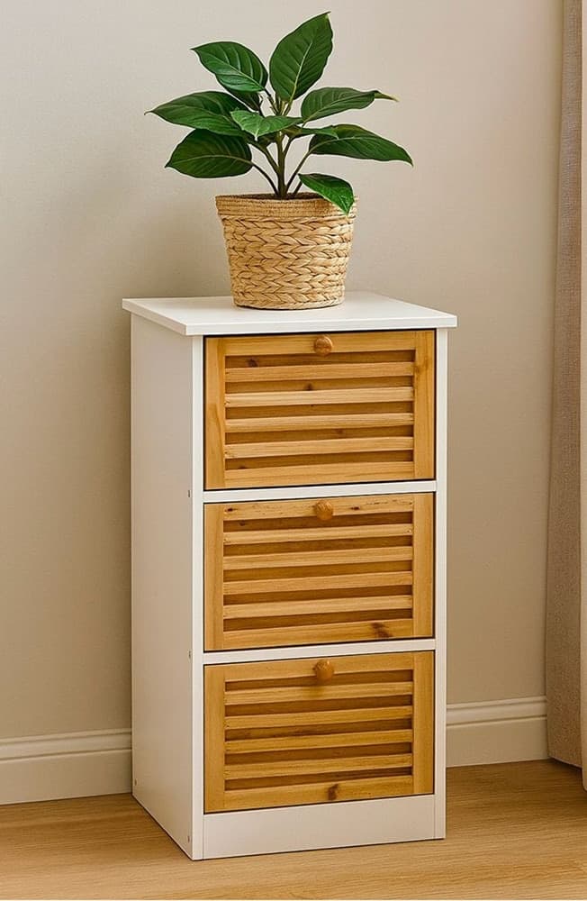 CASSETTIERA MULTIUSO A 3 CASSETTI MOBILETTO IN LEGNO DI ABATE 31,5X30X63,5CM BAGNO INGRESSO - 3