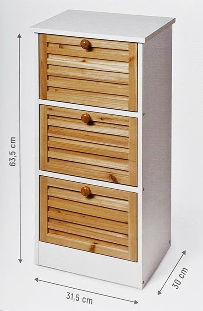 CASSETTIERA MULTIUSO A 3 CASSETTI MOBILETTO IN LEGNO DI ABATE 31,5X30X63,5CM BAGNO INGRESSO - 4