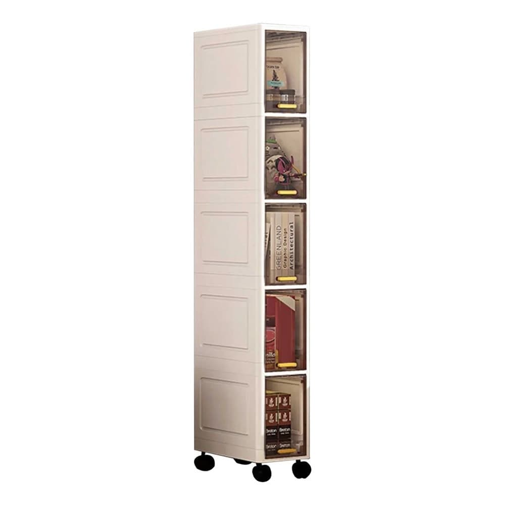 MOBILETTO A 5 LIVELLI CONTENITORE PORTAOGGETTI ORGANIZER A COLONNA STRETTO CON RUOTE - 4