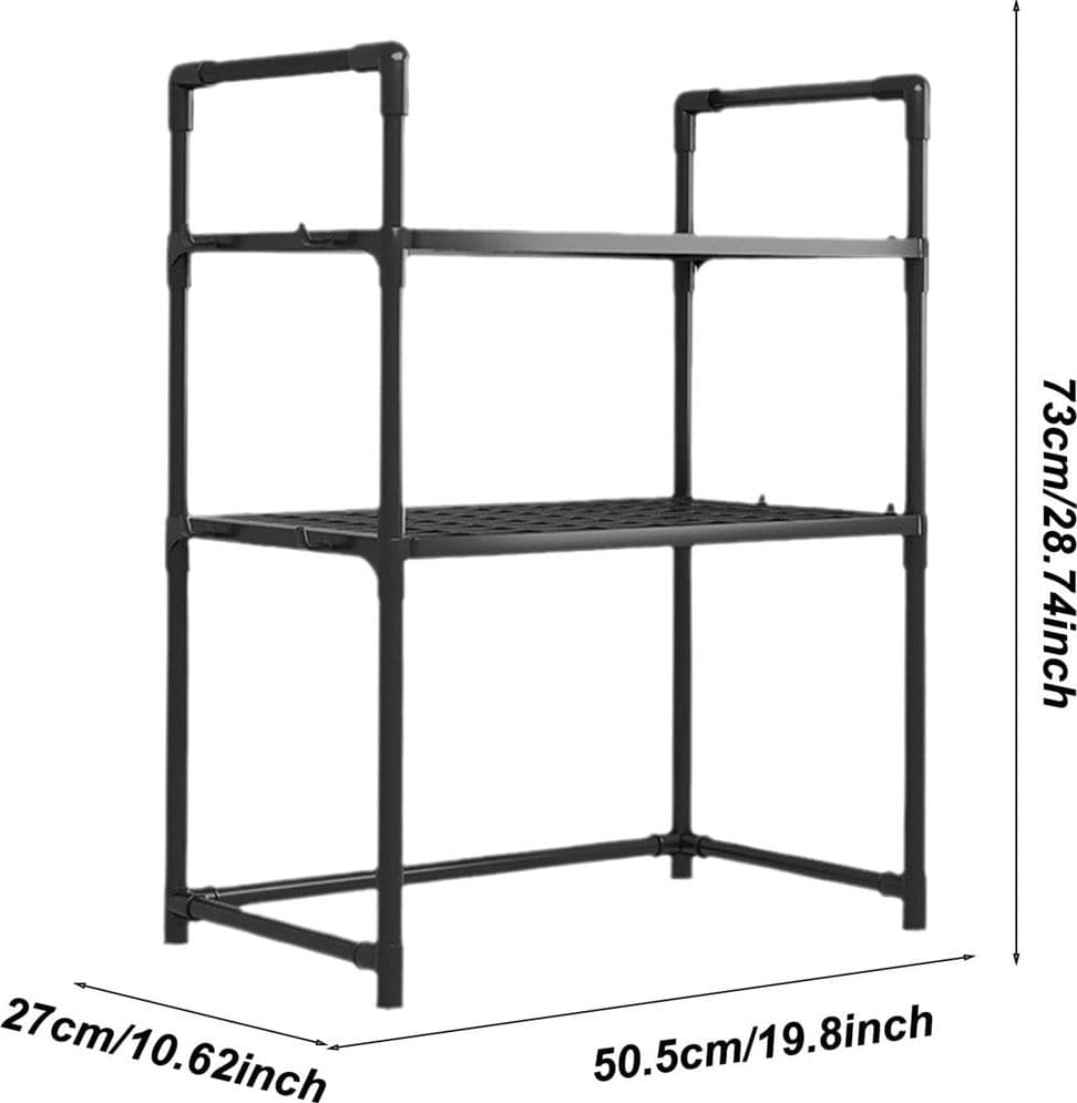 SCAFFALE PER FORNO MICROONDE A LIVELLI MENSOLA RIPIANI CUCINA SALVASPAZIO CON GANCI - 6
