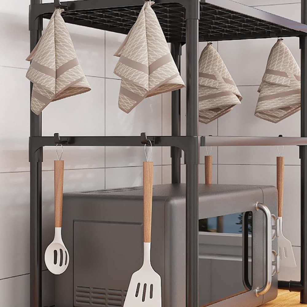 SCAFFALE PER FORNO MICROONDE A LIVELLI MENSOLA RIPIANI CUCINA SALVASPAZIO CON GANCI - 7