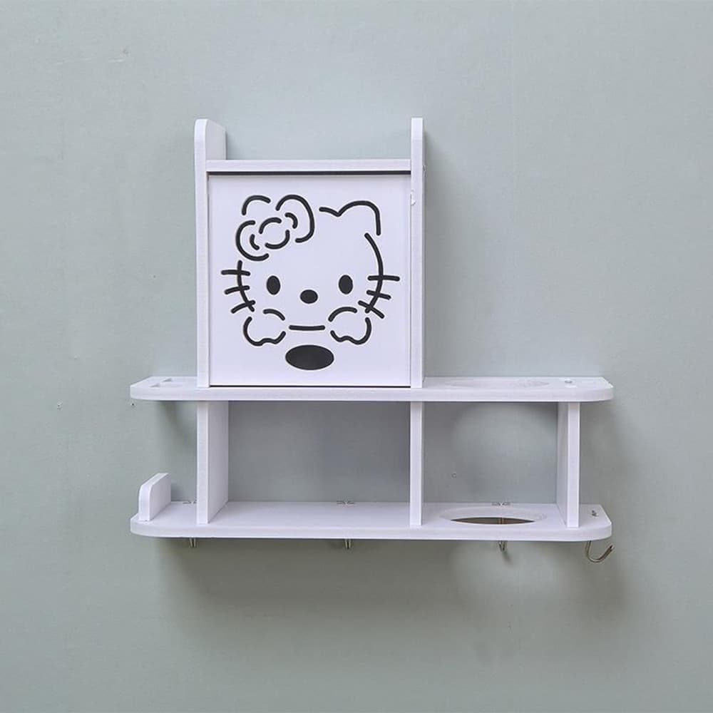 MOBILETTO A PARETE ORGANIZER BAGNO DECORO HELLO KITTY CON SCOMPARTI SUPPORTO ASCIUGACAPELLI - 2